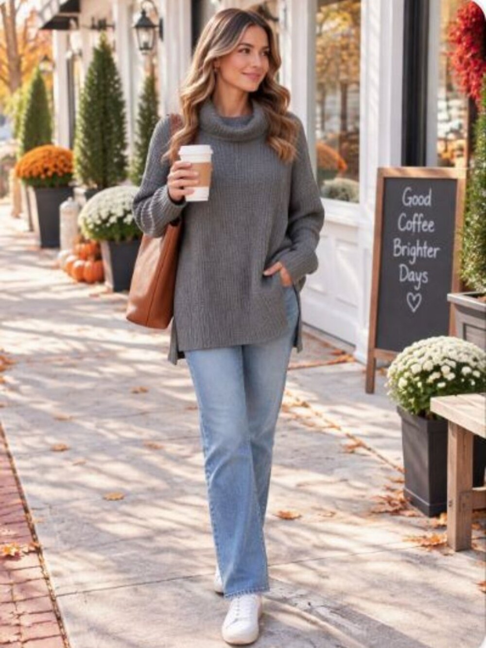 💕 MICHAEL KORS Charcoal Gray Ribbed Turtleneck Pullover Sweater ✨